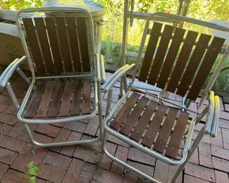  Vintage redwood aluminum patio chairs