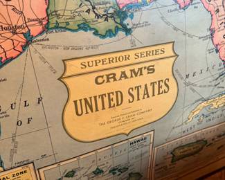 Large vintage pulldown schoolhouse maps