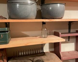 Vintage enamelware pots.