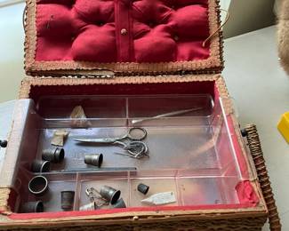 Wicker sewing box.