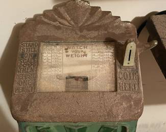 Pace Mfg Art Deco Tall Porcelain Enamel Penny Scale.