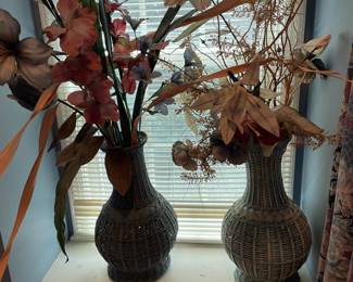 Pair of wicker flower holders.