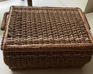 Wicker sewing box.