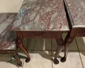 Marble coffee end tables and coffee table.
