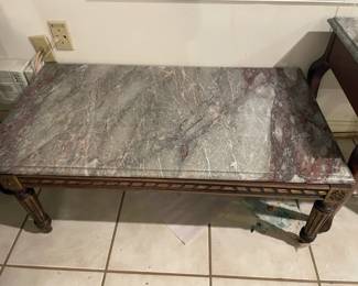 Marble coffee end tables and coffee table.