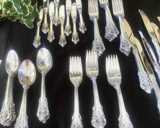 Fabulous selection of 48 pieces of Grande Baroque sterling silverware by Wallace