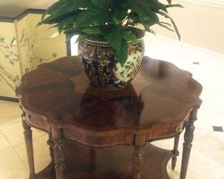 Exceptional Maitland-Smith table; artificial spathiphyllum