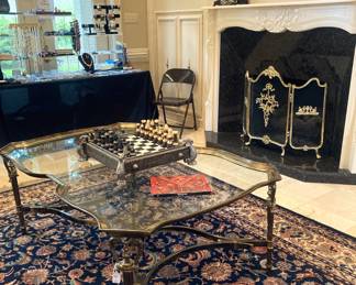 Large glass top coffee table