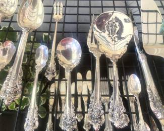 Serving pieces  of Grande Baroque sterling silverware by Wallace