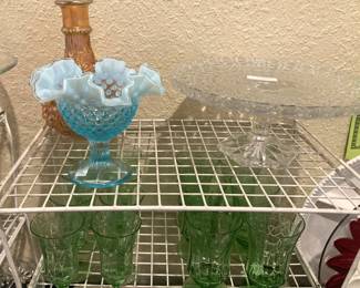 Fenton compote; more glassware
