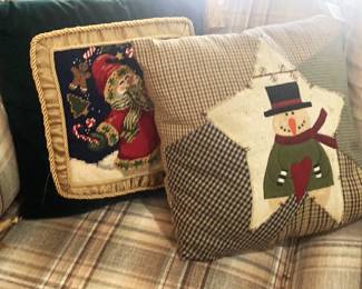 Two of several Christmas pillows