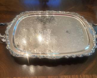 Silverplate serving tray with handles