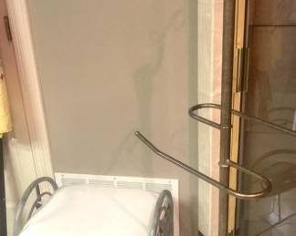 Vanity stool; towel rack