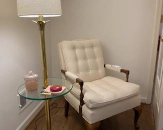Stiffel Brass Floor Lamp with Table, Accent chair