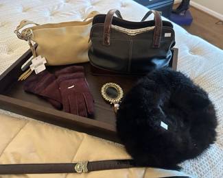  Wood tray, Brighton purse, COACH Leather Shoulder Purse 1429

