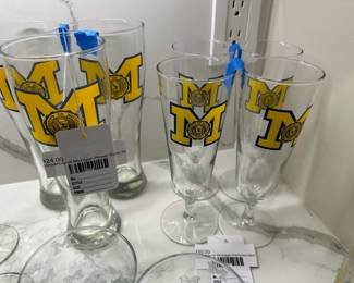 University of Michigan Stemmed Beer Glass Set, University of Michigan Pilsner Glass Set