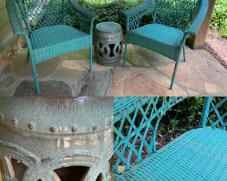 Resin Wicker Pair Arm Chairs
Ceramic Gardin Seat/Accent Table
