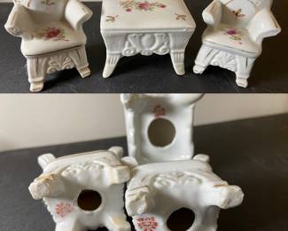 Vintage Japan Miniature Porcelain Table/Chairs
