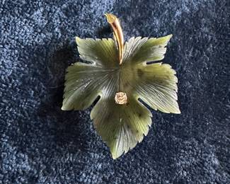 Carved Jade, 1/4 carat diamond in 14k