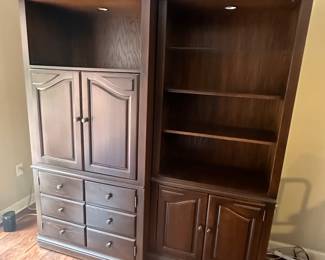 Buy it now both pieces $150
Bookcase 32” long 16 “deep 78 “tall
Entertainment center 36 “long 20 “deep 78“tall