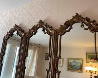 Vintage Italian Gilt Gold Triple Wall Mirror