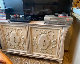 Vintage Italian Provincial Cabinet on Wheels. Electronics