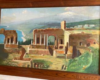 Original Oil Painting of  Cefala Diana ( Village) Family's Villa in Italy