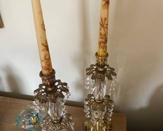 Vintage Italian Gilt Gold Prisms Candlesticks