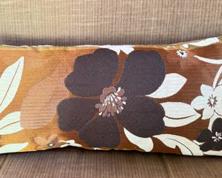 Silk Floral Down-Filled Lumbar Pillow. Measures 24" x 16". 