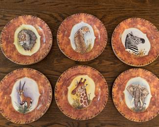 Set of 11 Lynn Chase African Portraits Salad Plates - 2 of Each EXPECT ONLY ONE ELEPHANT! Photo 1 of 3. 