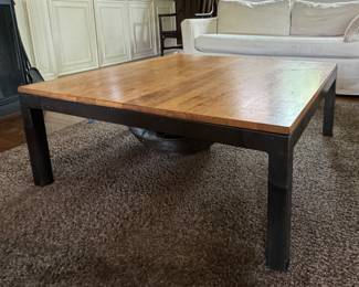 Room & Board Metal Frame Cocktail Table with Wood Top. Measures 40" x 40" x 16". Photo 1 of 3. 