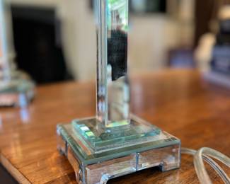 Pair of Vintage Mirrored Glass Table Lamps. Photo 2 of 2. 