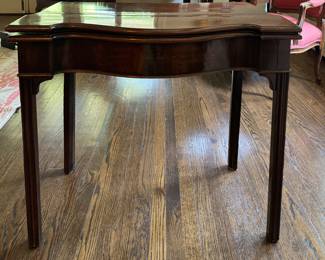 Antique Flip-Top, Gate-Leg Game Table with Needlepoint Top. Closed, Table Measures 34" W x 17" D x 29" H. Photo 1 of 5. 