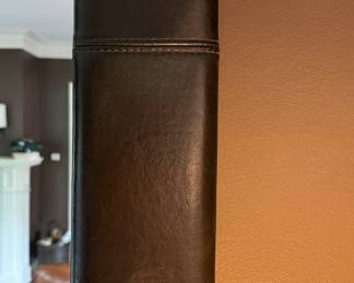 Dark Chocolate Brown Leather Frame Mirror. Measures 24" x 36". Photo 2 of 3. 