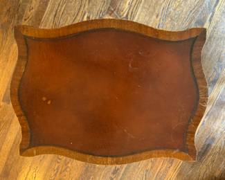 Pair of Vintage Leather Top Side Tables on Casters. Photo 2 of 2. 