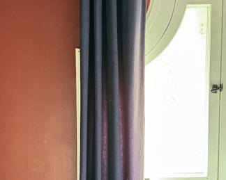 Pair of Navy Linen Cafe Curtain Panels. 