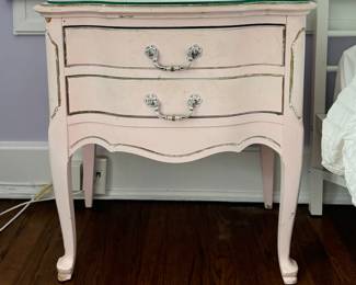 Pale Pink Side Table with Glass Top. Measures 24" W x 14" D x 26" H. Photo 1 of 4. 