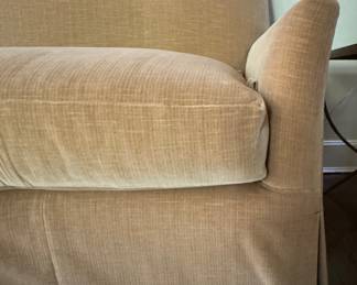 Vintage Contemporary Velvet Upholstered Sofa. Measures 82" W x 36" D. Photo 2 of 2. 