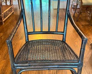 Vintage Ebonized Wood Asian Style Cane Seat Chair (Cane Is In Great Shape). Photo 1 of 2. 