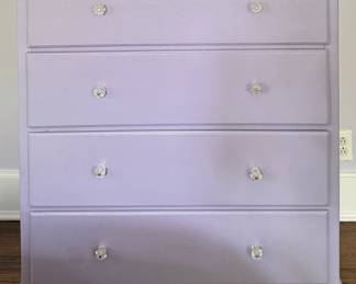 Lavender Four-Drawer Chest of Drawers with Glass Pulls. Measures 34" W x 20" D x 41" H. Photo 1 of 3. 
