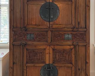 Antique Chinese Elmwood Cabinet. Measures 43"W x 21" D x 68" H. Photo 1 of 8. 