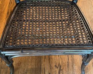 Vintage Ebonized Wood Asian Style Cane Seat Chair (Cane Is In Great Shape). Photo 2 of 2. 