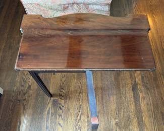 Antique Flip-Top, Gate-Leg Game Table with Needlepoint Top. Closed, Table Measures 34" W x 17" D x 29" H. Photo 3 of 5. 
