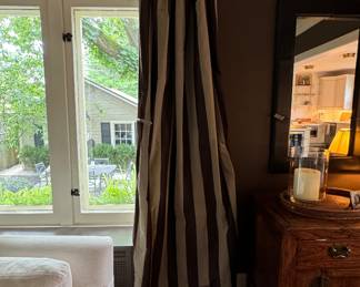Two Sets of Striped Silk Curtain Panels. 