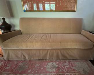 Vintage Contemporary Velvet Upholstered Sofa. Measures 82" W x 36" D. Photo 1 of 2. 