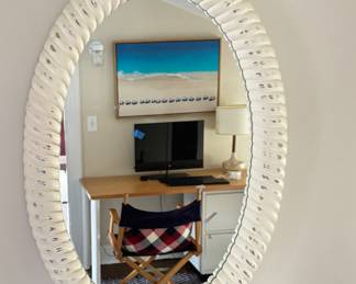 Oval White Washed Mirror. Measures 25" W x 36" H. Photo 1 of 2. 