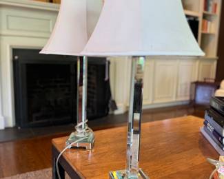 Pair of Vintage Mirrored Glass Table Lamps. Photo 1 of 2. 
