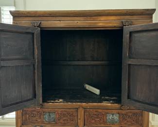 Antique Chinese Elmwood Cabinet. Measures 43"W x 21" D x 68" H. Photo 8 of 8. 