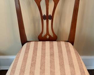 Set of 4 Chippendale-Style Dining Chairs Upholstered in Contrasting Fabrics - 2 Arm, 2 Side. 19" Seat Height. Photo 5 of 6. 