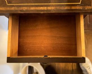 Reproduction Howard & Sons "Style" English Mahogany Writing Desk with Leather Top. Measures 50" W x 27" D. Photo 6 of 6. 